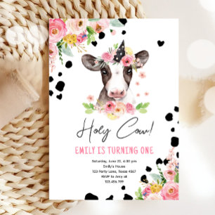 Heliga Cow jag är en flicka i Boskap på födelsedag Inbjudningar