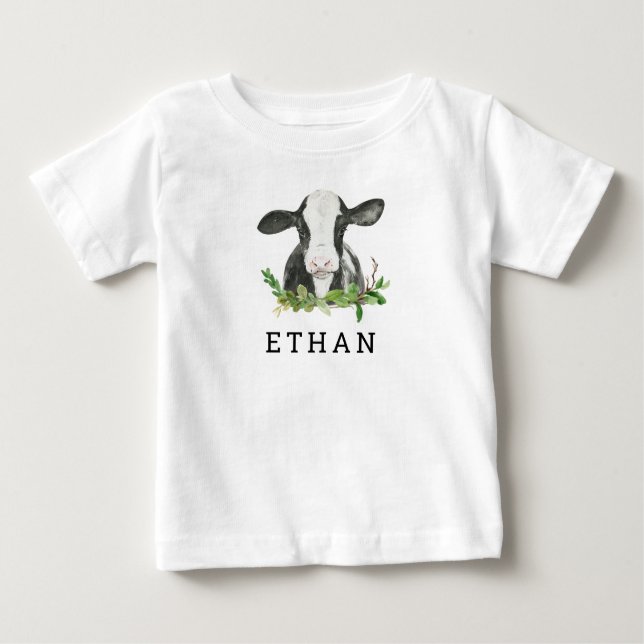 Heliga Cow Jag är en första Födelsedagsfesten Baby T Shirt (Framsida)