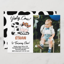 Heliga Cow jag är en pojke 1:a födelsedagsfoto