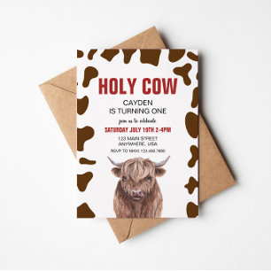 Heliga Cow jag är en rödpapp på födelsedagen Inbjudningar
