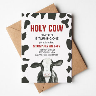 Heliga Cow.. Jag är en rödpättad födelsedag Inbjudningar