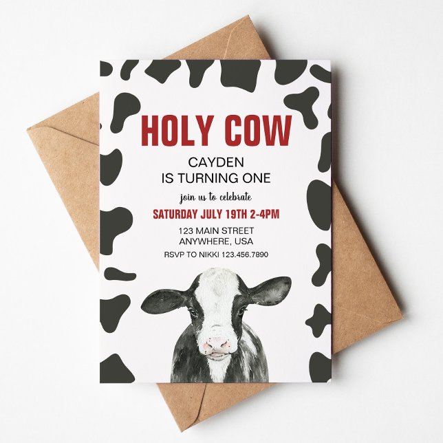 Heliga Cow.. Jag är en rödpättad födelsedag Inbjudningar (Skapare uppladdad)