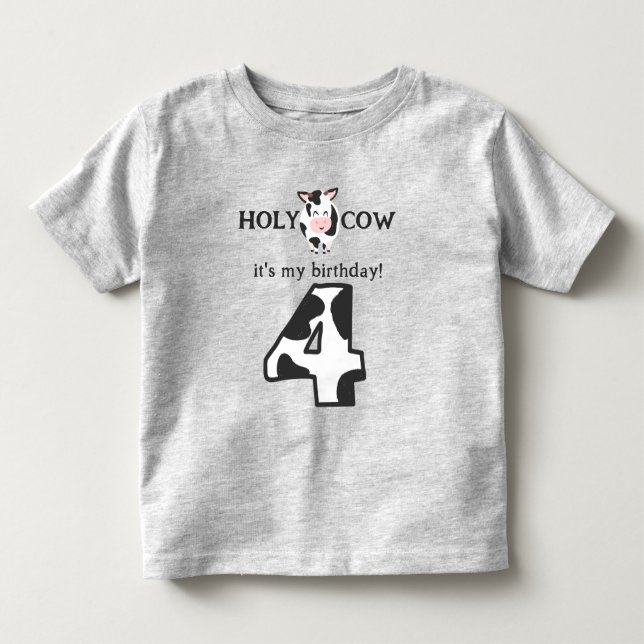 Heliga Cow jag är fyra 4e födelsedagen-gårdar T Shirt (Framsida)