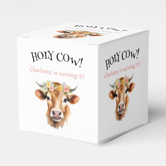 Heliga Cow Jersey Cow Blommigt Girl Birthday Presentaskar (Framsidan Sidan)