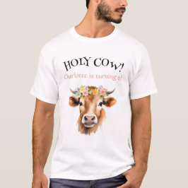 Heliga Cow Jersey Cow Blommigt Girl Birthday T Shirt