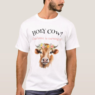 Heliga Cow Jersey Cow Blommigt Girl Birthday T Shirt