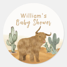 Heliga Cow minimum Boho Cactus Desert Baby Shower Runt Klistermärke