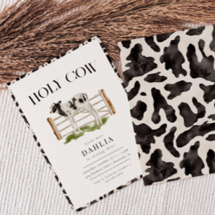 Heliga Cow Modern Simple Farm Födelsedagsfest Inbjudningar