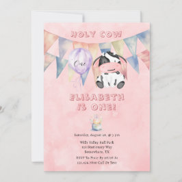 Heliga Cow Namn Girl 1:a. Födelsedagsfest Inbjudningar