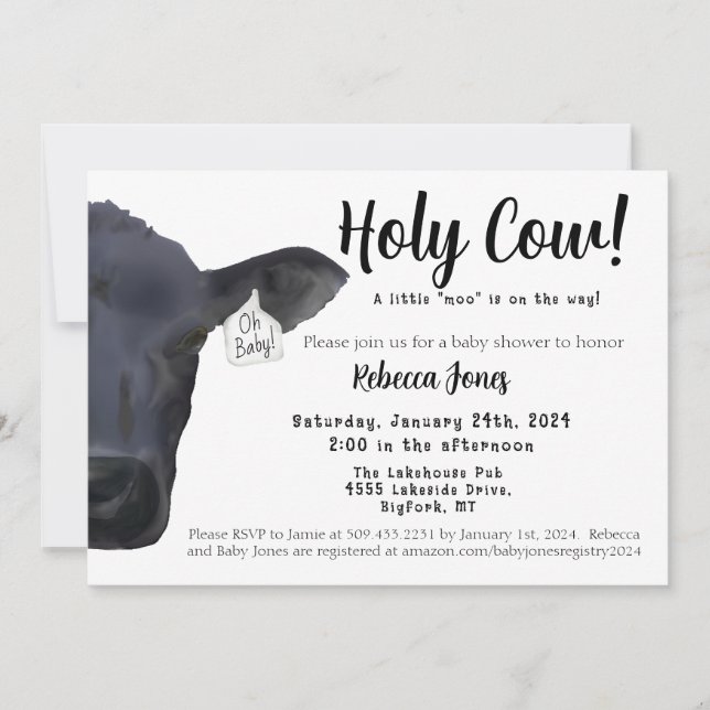 Heliga Cow! Oh Baby Shower-inbjudan - Ranch-grupp Inbjudningar (Framsida)