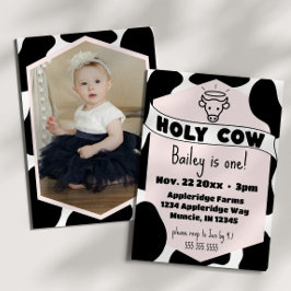 Heliga Cow Photo Kid Cow Skriv ut den moderna föde Inbjudningar