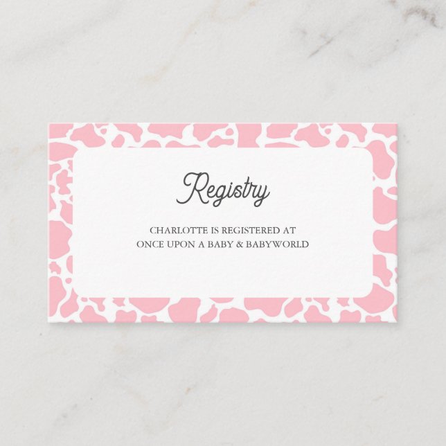 Heliga Cow Rosa Boho Baby Shower Bokar för Baby Tilläggskort (Framsida)