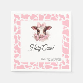 Heliga Cow Rosa Boho Baby Shower Pappersservett