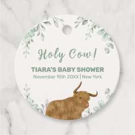 Heliga Cow Rustic Boho Greenery Baby Shower Gåvor Etiketter
