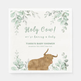 Heliga Cow Rustic Boho Greenery Baby Shower Pappersservett