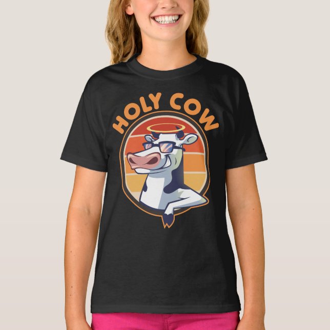 Heliga Cow Sayed. Lönsam Heliga Cow med solglasögo T Shirt (Framsida)