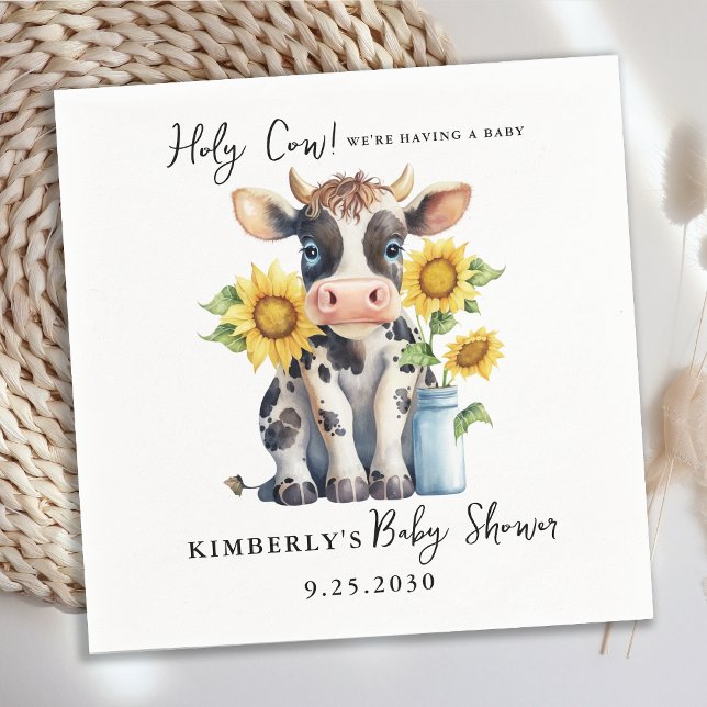 Heliga Cow Sunblommor Simple Modern Farm Baby Show Pappersservett (Skapare uppladdad)