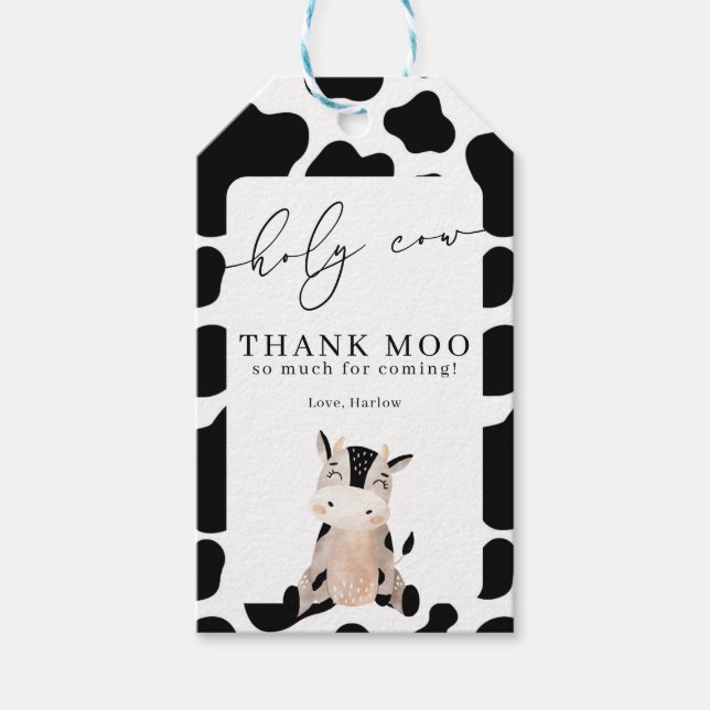 Heliga Cow Tack för Moo Birthday Presentetikett (Framsidan)