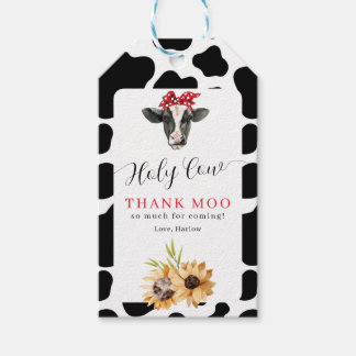 Heliga Cow Tack Moo Solros Birthday Presentetikett