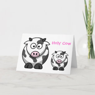 HELIGA COW Tecknad Rosa Nose Cow Funny Birthday Kort