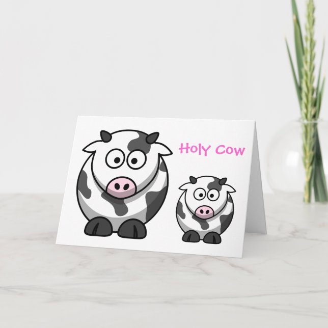 HELIGA COW Tecknad Rosa Nose Cow Funny Birthday Kort (Framsida)