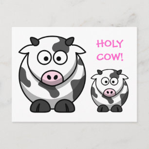 HELIGA COW Tecknad Rosa Nose Cow Funny Vykort