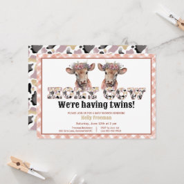 Heliga Cow Twillingar Baby Shower Cowgirl Inbjudan