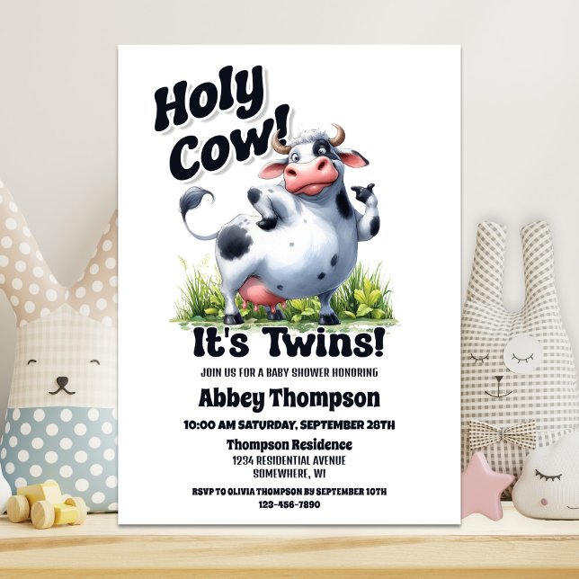 Heliga Cow Twillingars Baby Shower Inbjudningar (Skapare uppladdad)