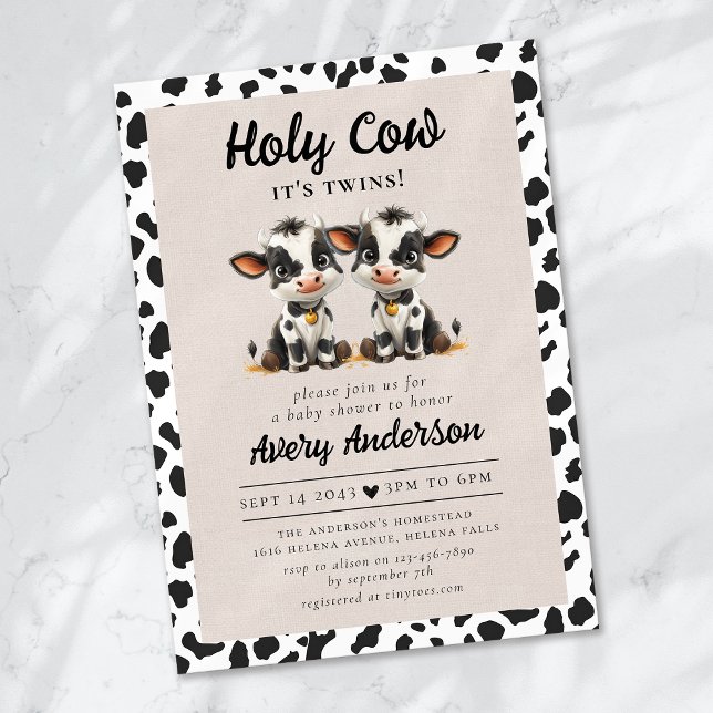 Heliga Cow Twillingars Baby Shower Inbjudningar (Skapare uppladdad)