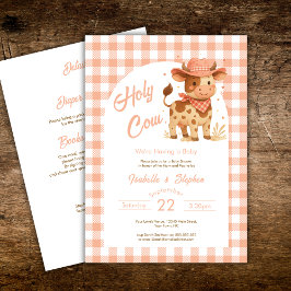 Heliga Cow Vi har en Baby Rustic med detaljer Inbjudningar