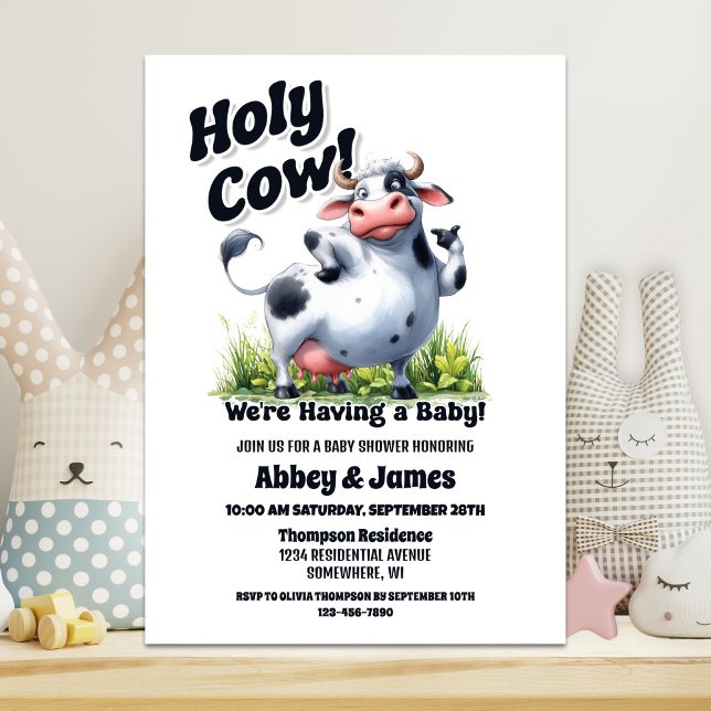 Heliga Cow Vi har en babyskö Inbjudningar (Skapare uppladdad)