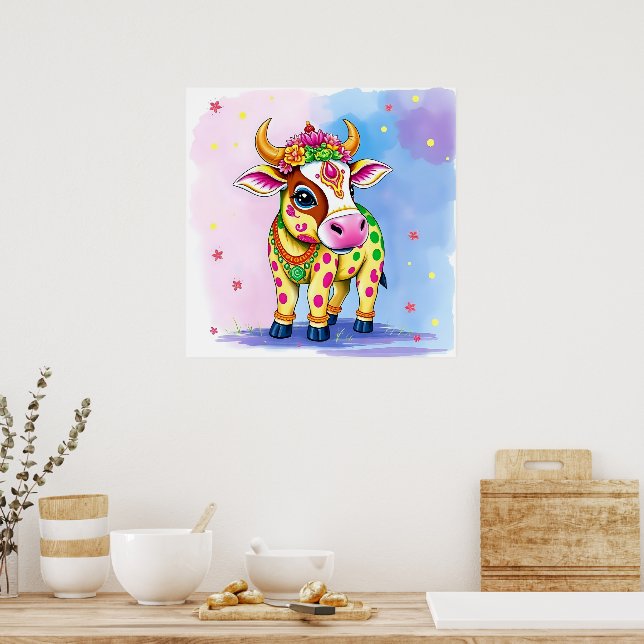 Heliga Cows in Diwali Disguise Poster (Kök)
