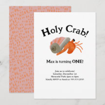 Heliga Crab Hermit Crab Birthday-inbjudan
