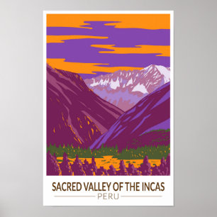 Heliga dalen Peru Resa Konst Vintage Poster