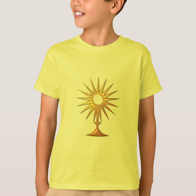 Heliga Eucharist i guldmonstrance T-shirt (Framsida)