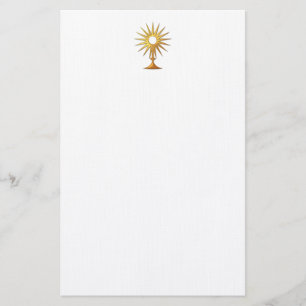 Heliga Eukarist i guldmonstrance Brevpapper