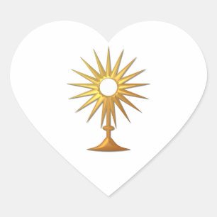 Heliga Eukarist i guldmonstrance Hjärtformat Klistermärke