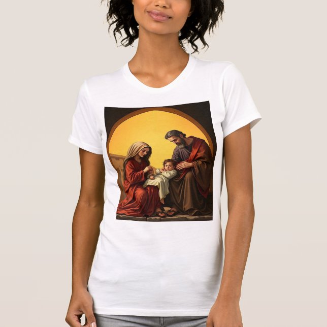 Heliga Familj Baby Jesus Mary och Joseph Women's T T Shirt (Framsida)
