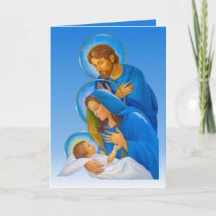 Heliga-familjen - Födelsedag - Baby Jesus födelse Helgkort