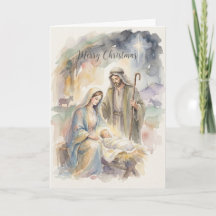 Heliga Familjen Jul Födelse Aquarell Jul