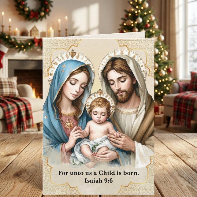 Heliga Familjen Julens Födelse Bibelvers Julkort Helgkort (Skapare uppladdad)