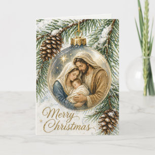 Heliga familjen prydnad katolsk jul helgkort