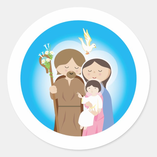 Heliga-familjen Runt Klistermärke (Framsida)