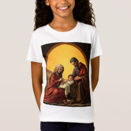 Heliga Family Baby Jesus Mary och Joseph Girl's Te T Shirt