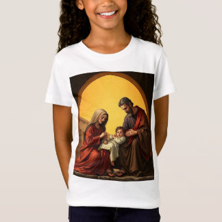 Heliga Family Baby Jesus Mary och Joseph Girl's Te T Shirt