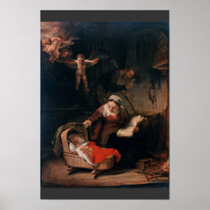 Heliga Family by Rembrandt Harmensz. Van Rijn Poster