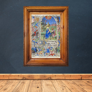 Heliga Family Flight in Egypten Medieval Manuscrip Poster