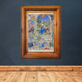 Heliga Family Flight in Egypten Medieval Manuscrip Poster