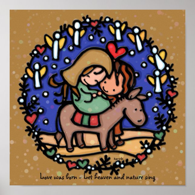 Heliga Family Mary Joseph Jesus Bethlehem Natt Poster (Framsidan)