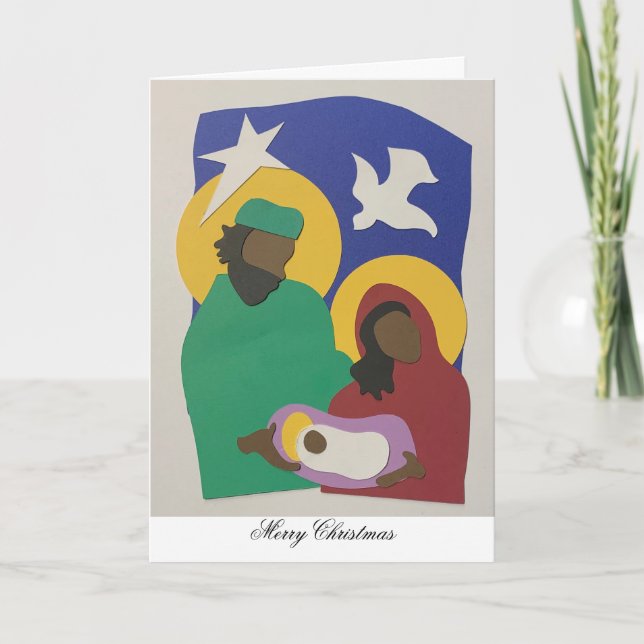 Heliga Family Nativitet med Jesus julkort KJV Anteckningskort (Framsida)